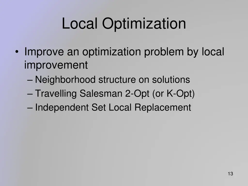 local optimization
