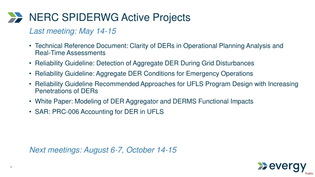 nerc spiderwg active projects last meeting