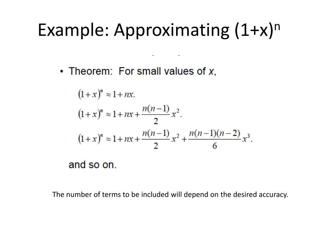 example approximating 1 x n