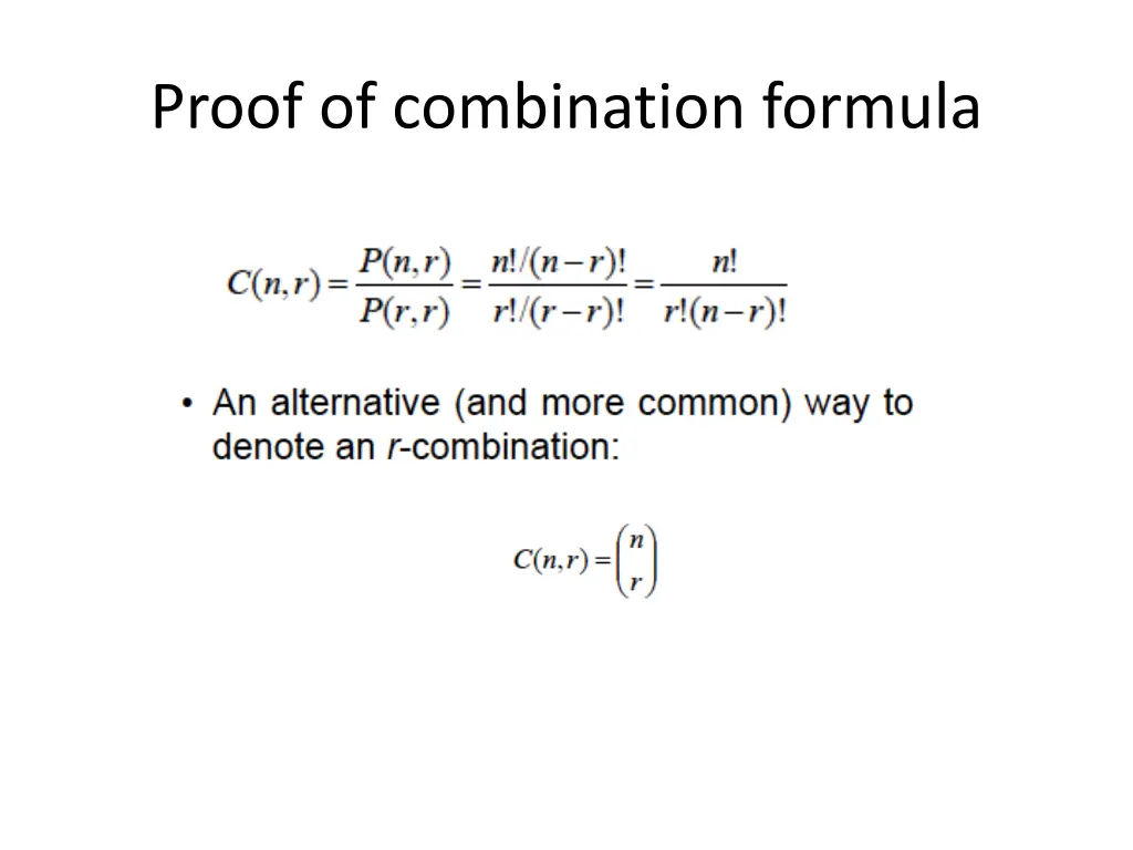 proof of combination formula 1
