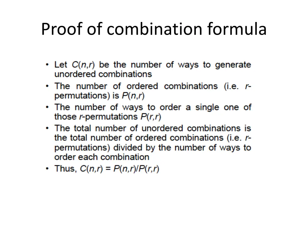 proof of combination formula