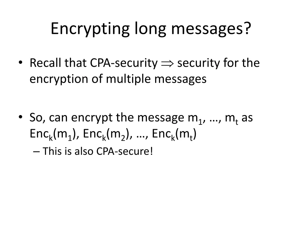 encrypting long messages