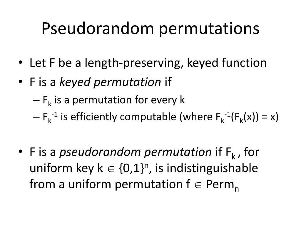 pseudorandom permutations