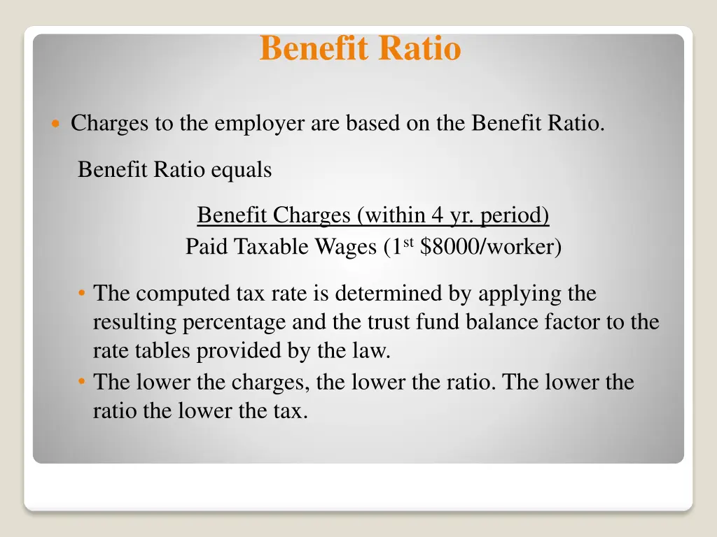 benefit ratio