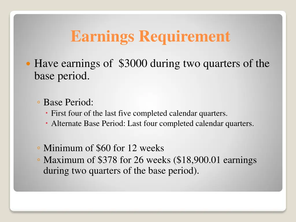 earnings requirement