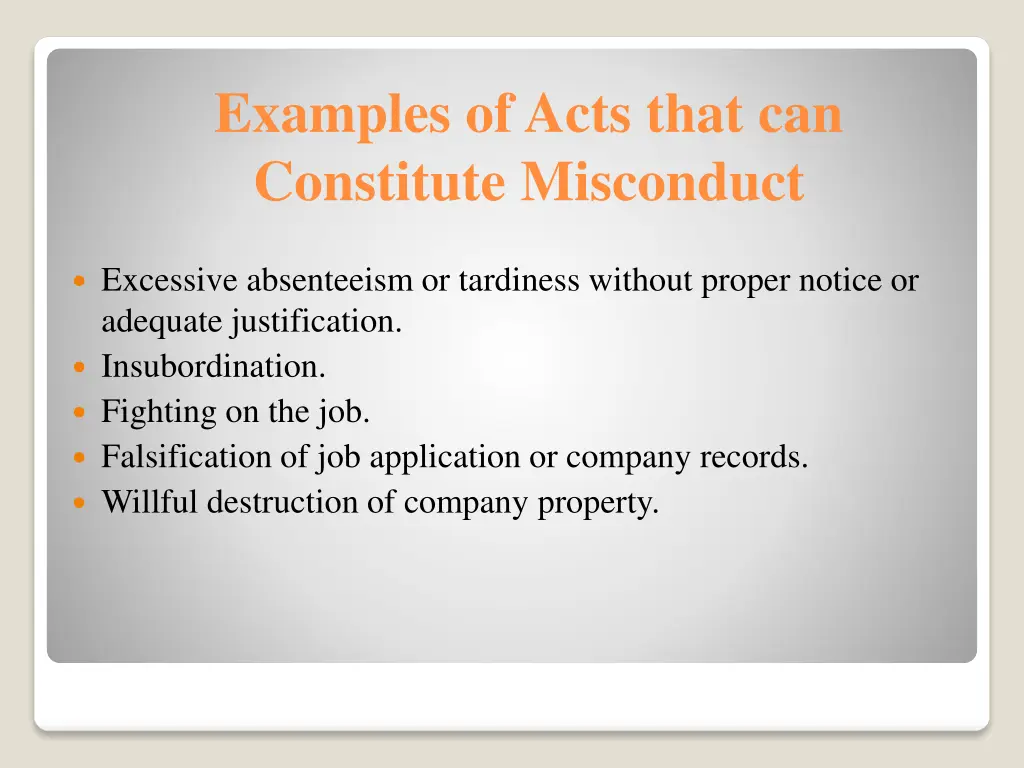 examples of acts that can constitute misconduct