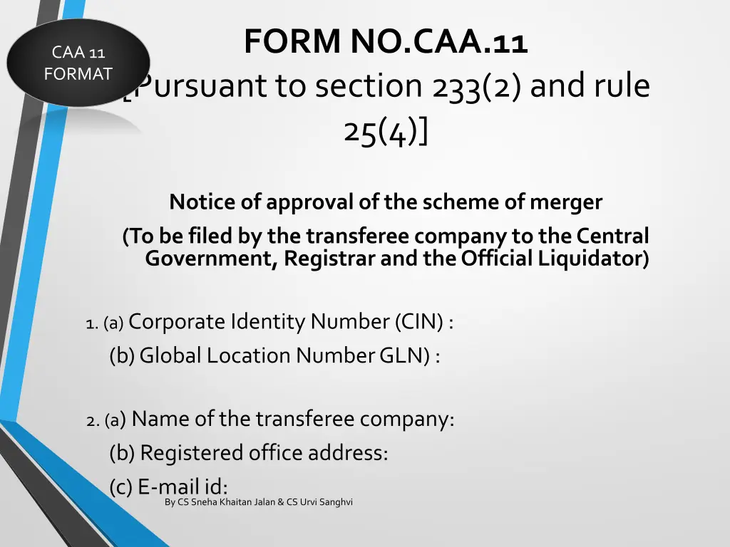 form no caa 11 pursuant to section 233 2 and rule