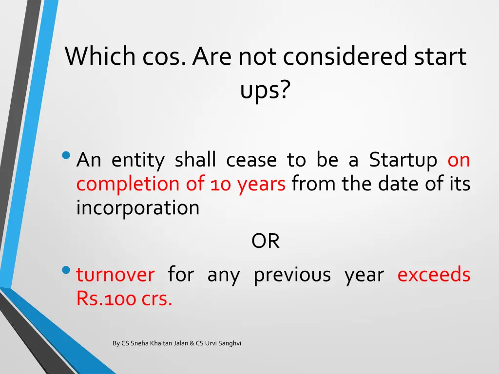 which cos are not considered start ups