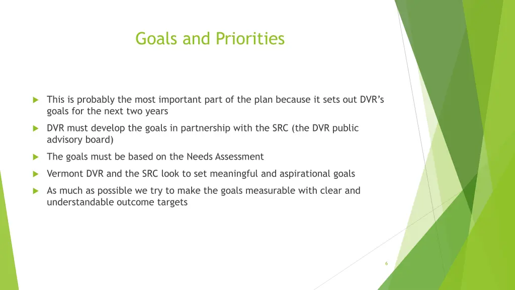 goals and priorities