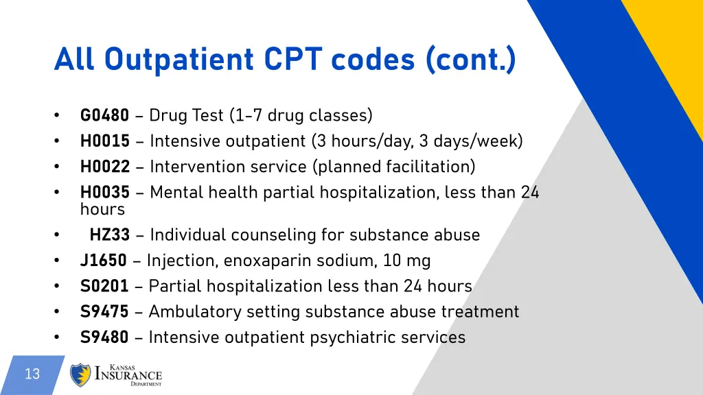 all outpatient cpt codes cont 1