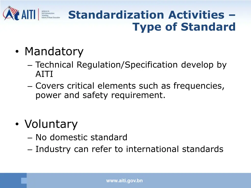 standardization activities type of standard