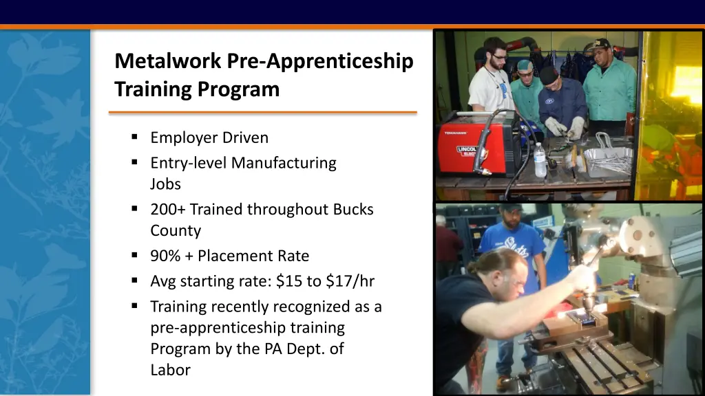 metalwork pre apprenticeship training program