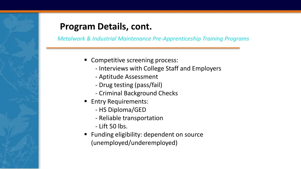 program details cont