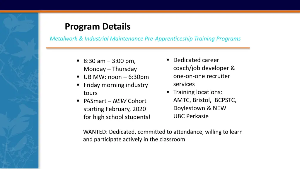 program details