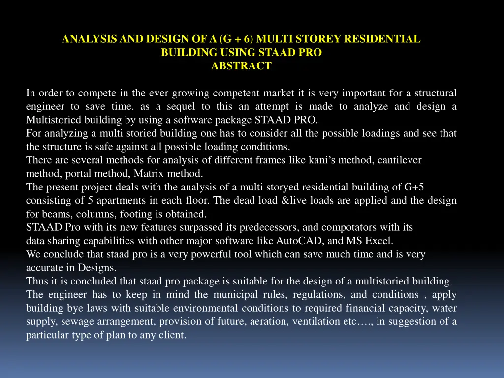 analysis and design of a g 6 multi storey