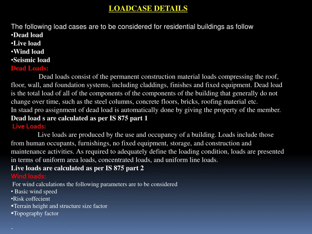 loadcase details