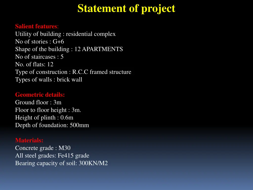 statement of project