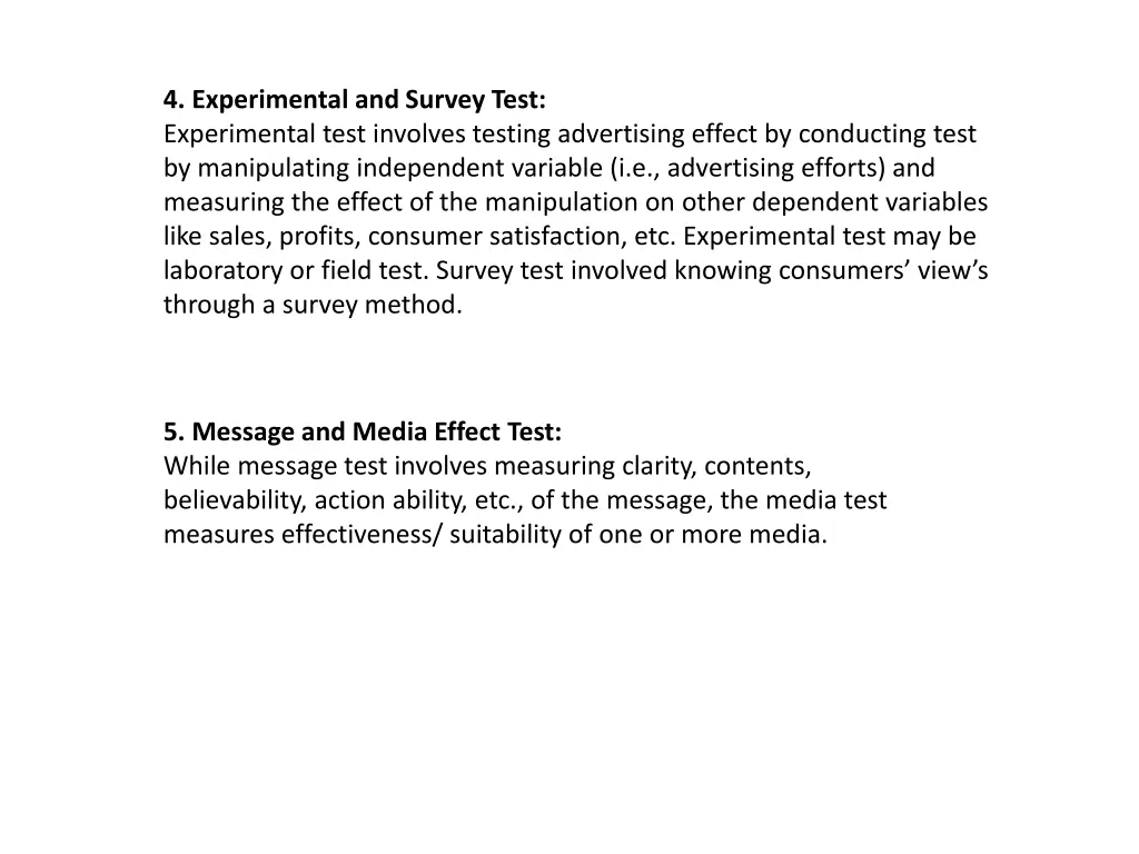 4 experimental and survey test experimental test