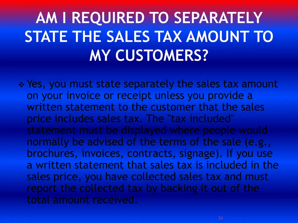 am i required to separately state the sales