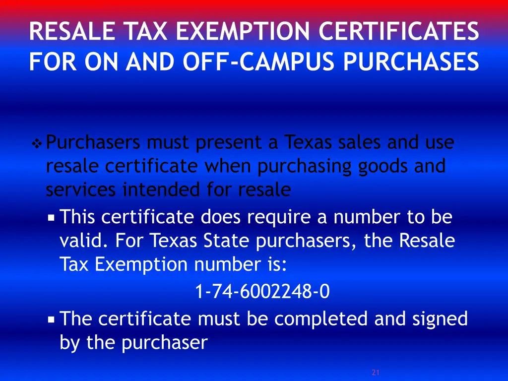 resale tax exemption certificates