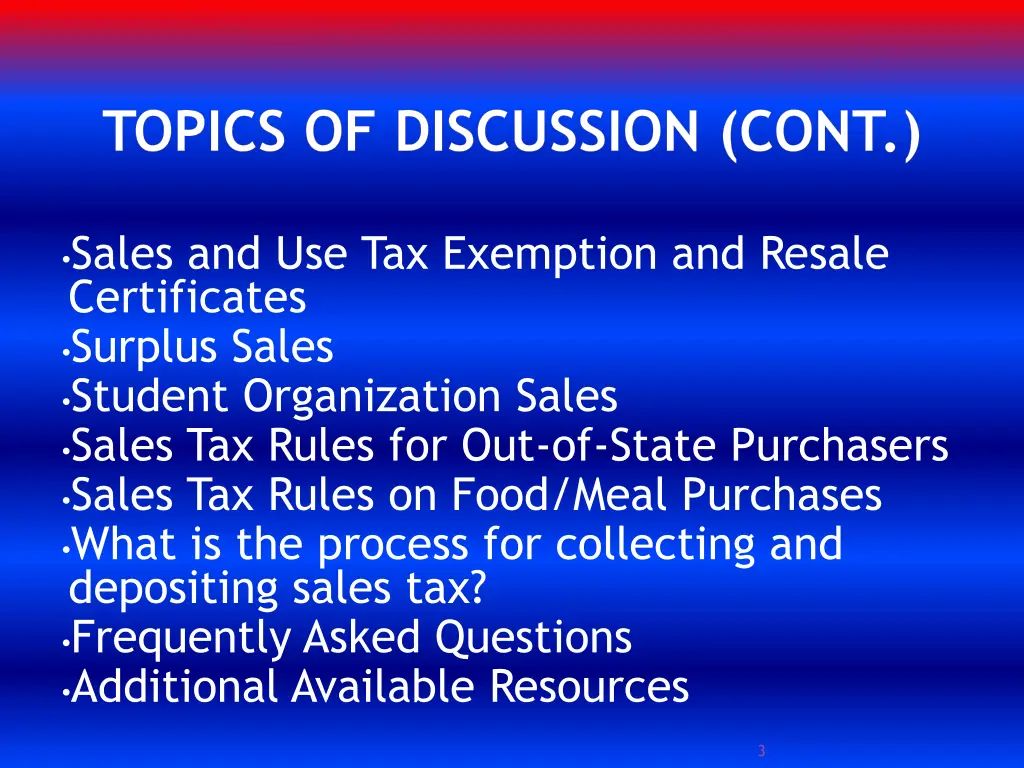 topics of discussion cont