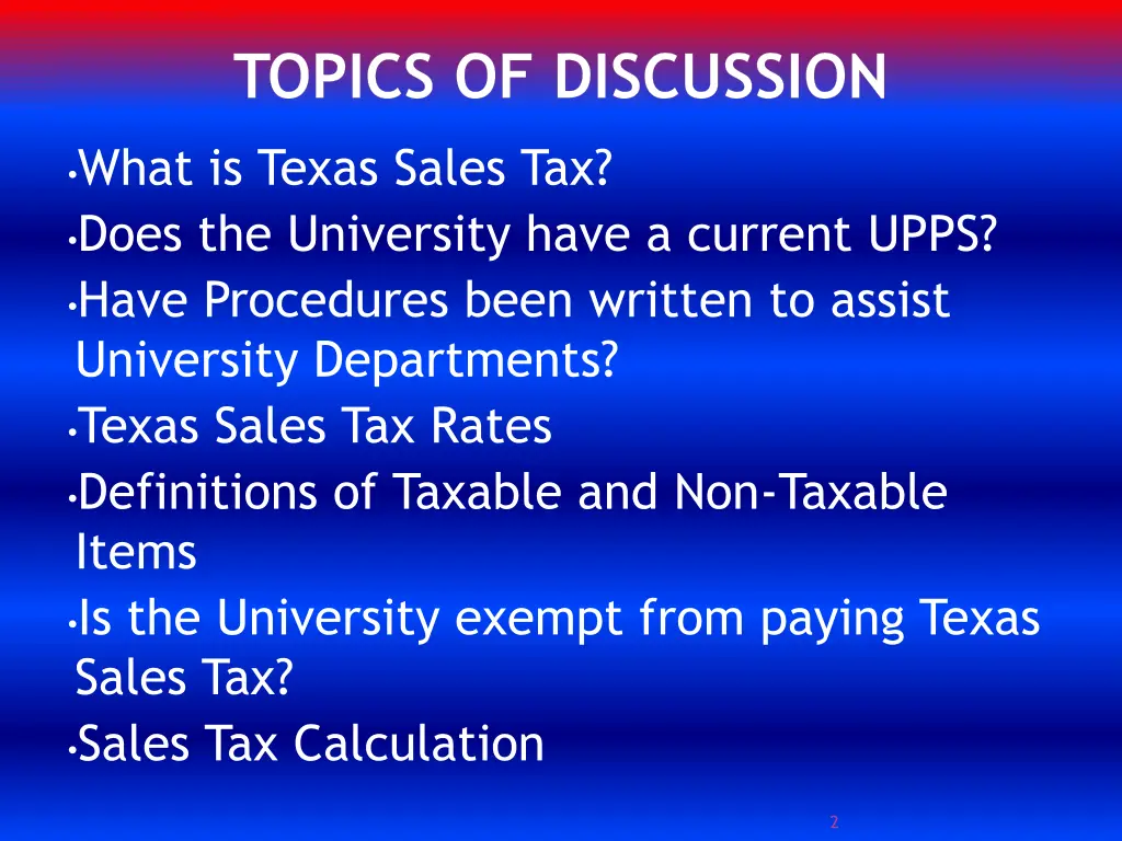 topics of discussion
