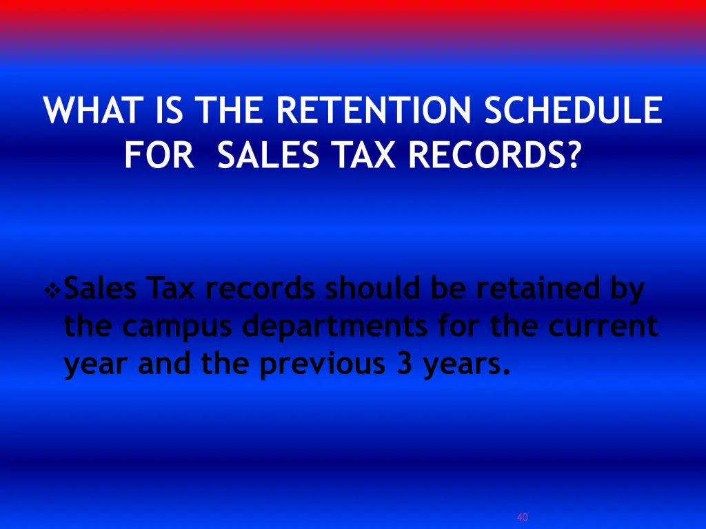 what is the retention schedule for sales