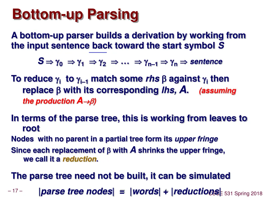 bottom up parsing