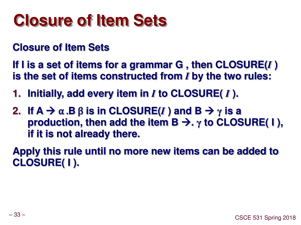 closure of item sets