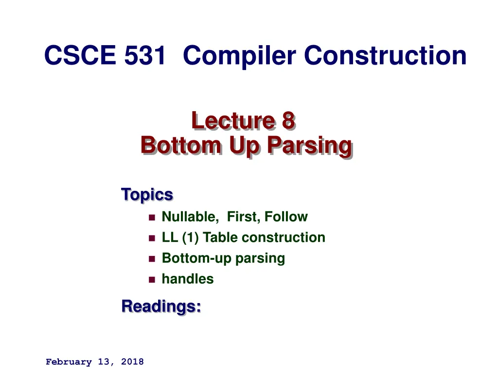 csce 531 compiler construction