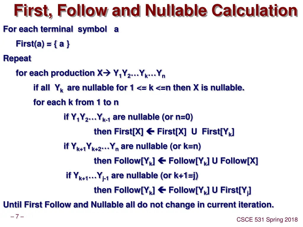 first follow and nullable calculation