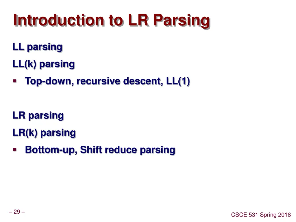 introduction to lr parsing