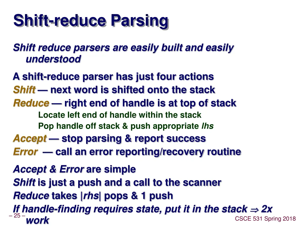 shift reduce parsing