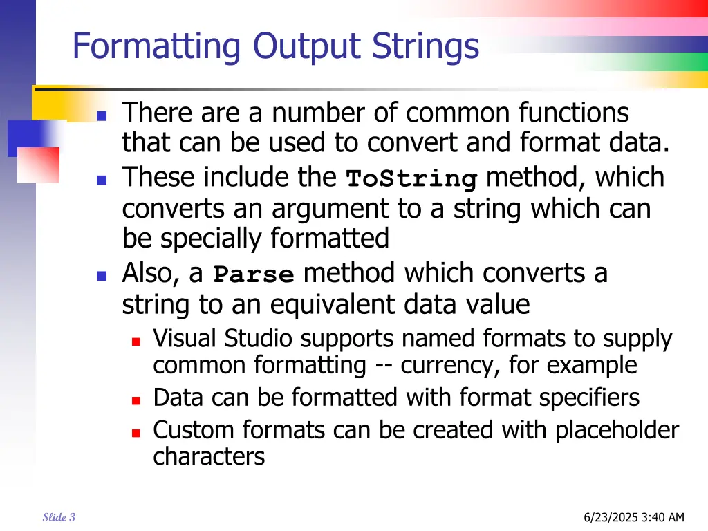formatting output strings