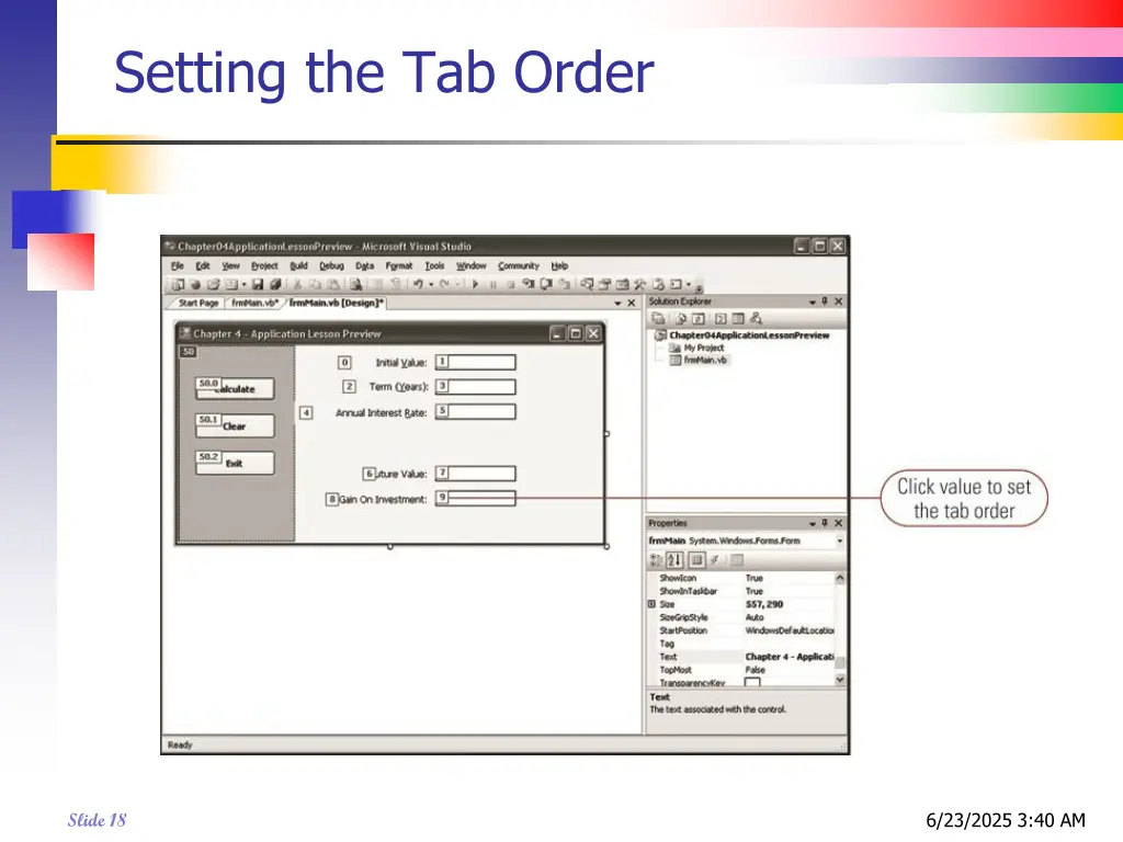 setting the tab order