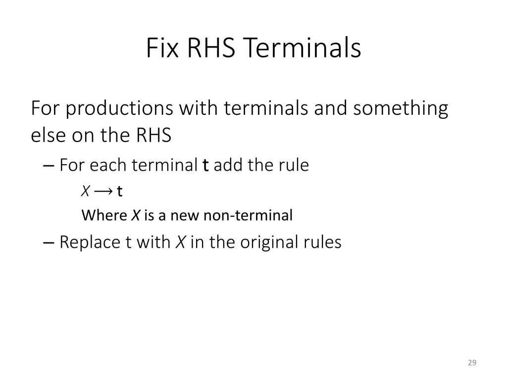 fix rhs terminals