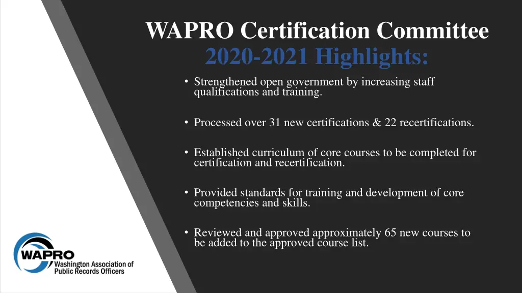 wapro certification committee 2020 2021