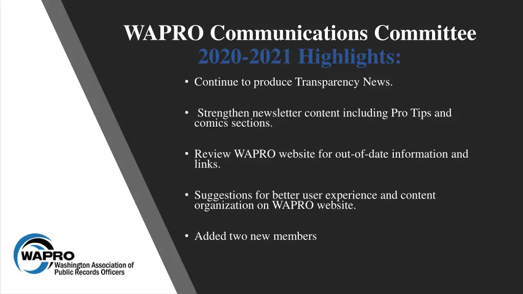wapro communications committee 2020 2021