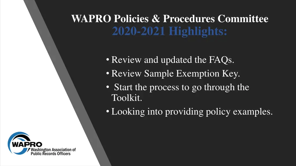 wapro policies procedures committee 2020 2021