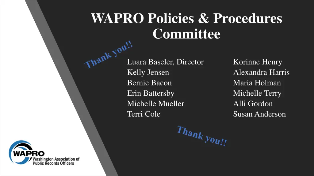 wapro policies procedures committee
