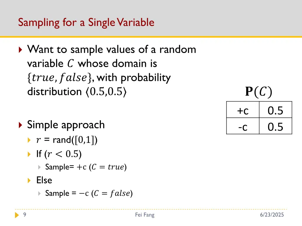 sampling for a single variable