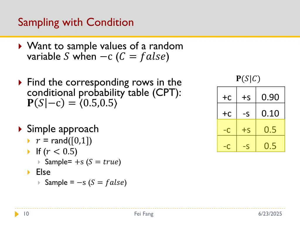 sampling with condition