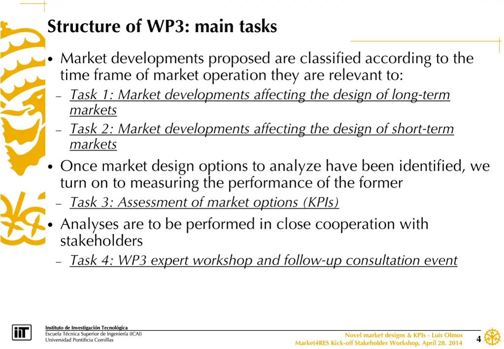 structure of wp3 main tasks