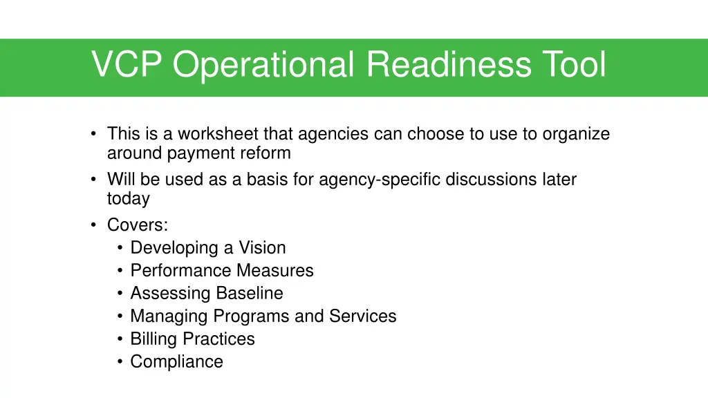 vcp operational readiness tool