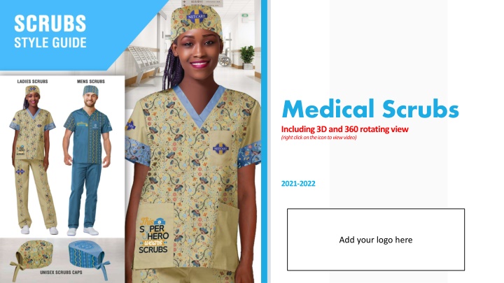 medical scrubs including 3d and 360 rotating view