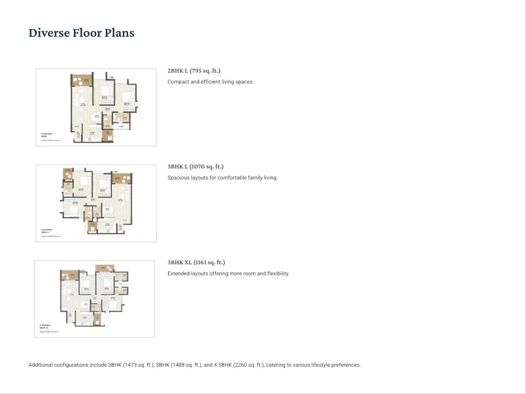 diverse floor plans