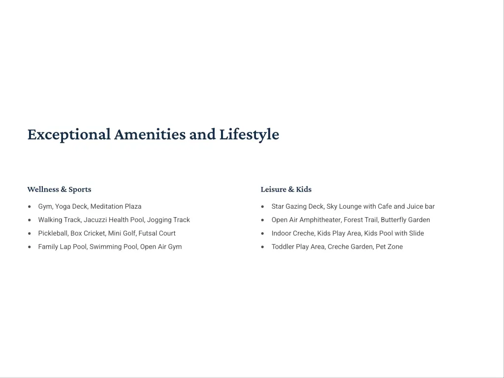 exceptional amenities and lifestyle