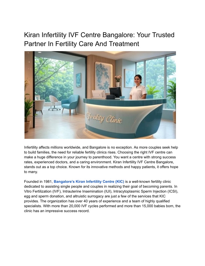 kiran infertility ivf centre bangalore your