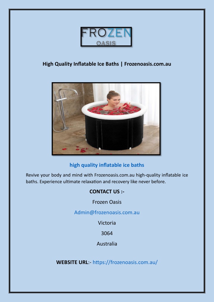 high quality inflatable ice baths frozenoasis