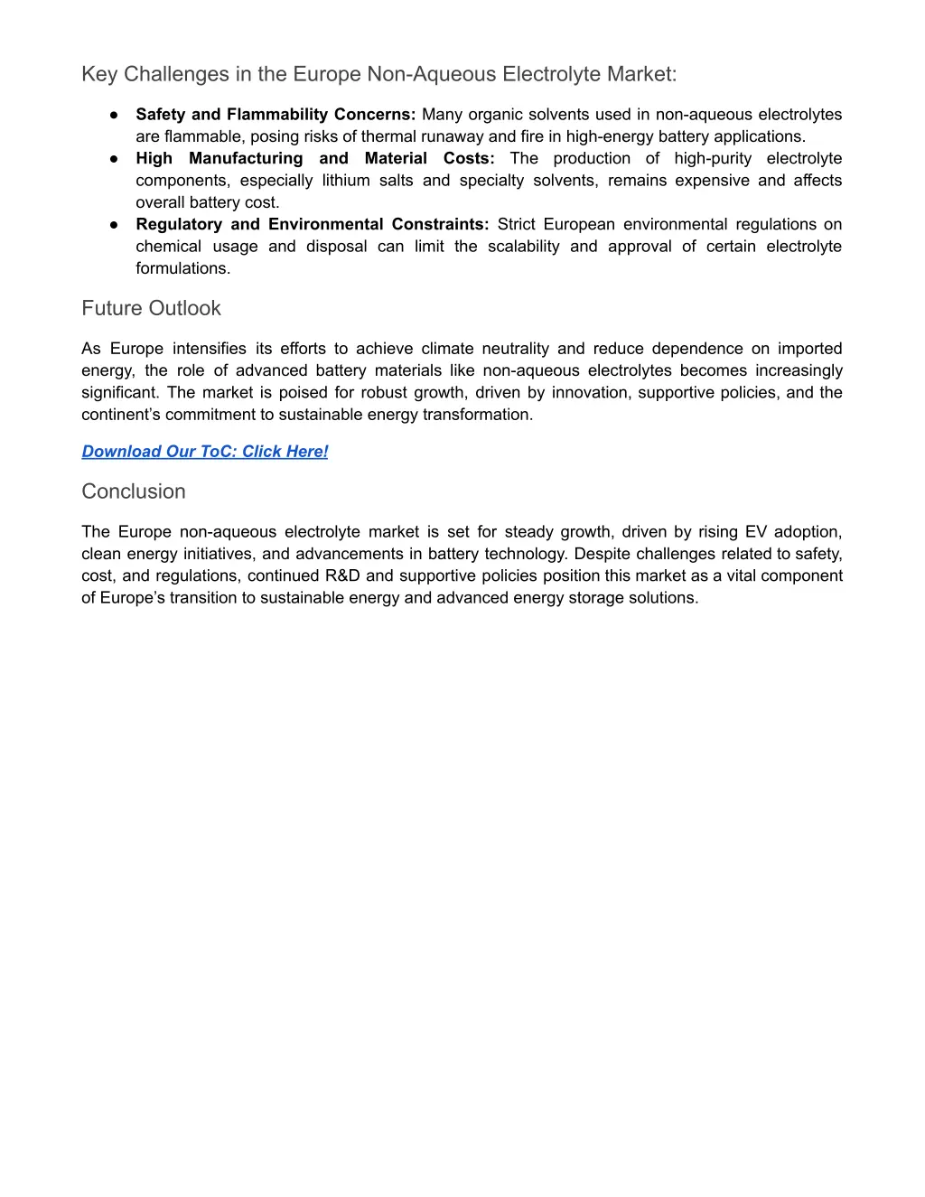 key challenges in the europe non aqueous